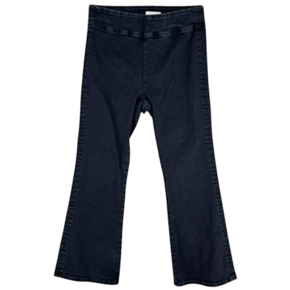 Frame Jeans Jet Set Flare Pull On Crop Black 2 Large